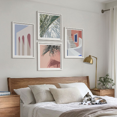 Zestaw 4 obrazów w ramie Ilustracje architektury miast