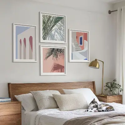 Ilustracje architektury miast zestaw 4 obrazów w ramie