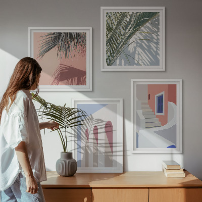 Zestaw 4 obrazów w ramie Ilustracje architektury miast