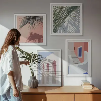 Ilustracje architektury miast zestaw 4 obrazów w ramie