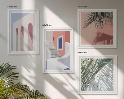 Ilustracje architektury miast zestaw 4 obrazów w ramie