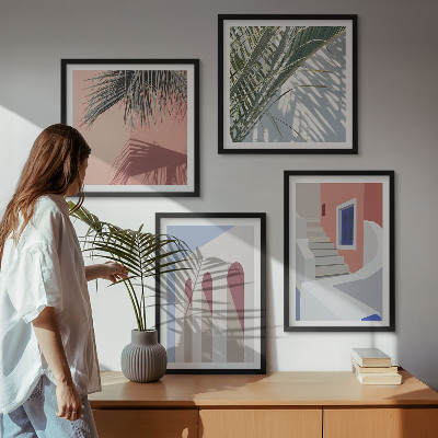 Zestaw 4 obrazów w ramie Ilustracje architektury miast
