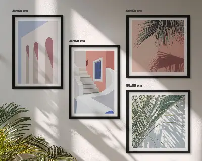 Ilustracje architektury miast zestaw 4 obrazów w ramie