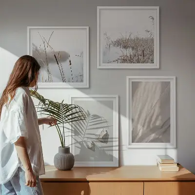 Poliptyk w ramie zbliżenie struktury w stylu boho