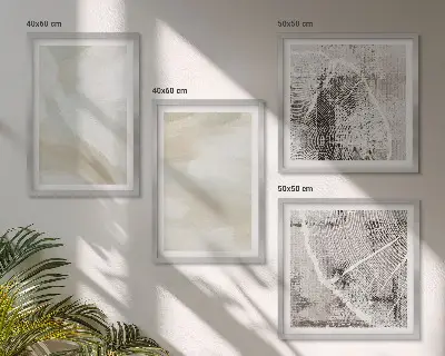 Zestaw 4 obrazów w ramie z malarską teksturą farby w stylu minimalistycznym