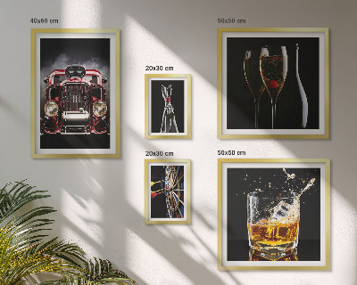 Zestaw 5 obrazów w ramie Stylowe motywy retro auta drinki