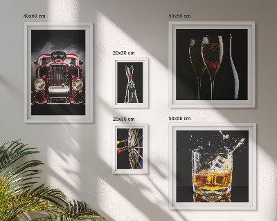 Zestaw 5 obrazów w ramie Stylowe motywy retro auta drinki