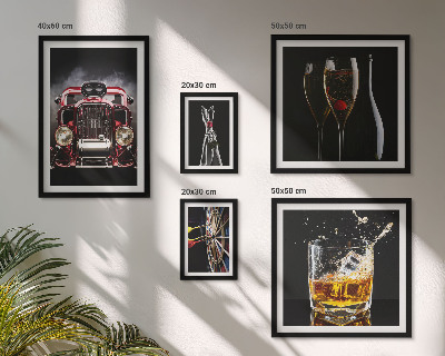 Zestaw 5 obrazów w ramie Stylowe motywy retro auta drinki