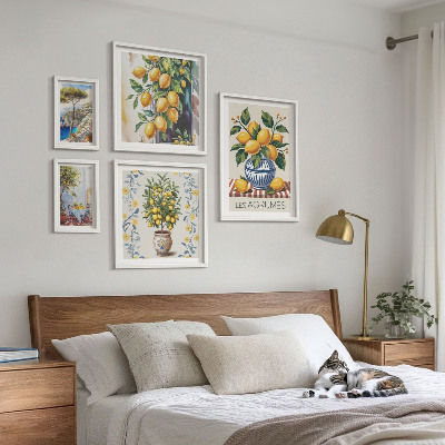 Zestaw obrazów w ramie do galerii ściennej Cytrusy w stylu śródziemnomorskim