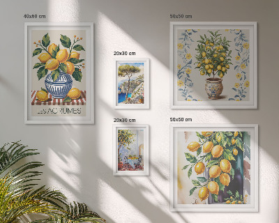 Zestaw obrazów w ramie do galerii ściennej Cytrusy w stylu śródziemnomorskim