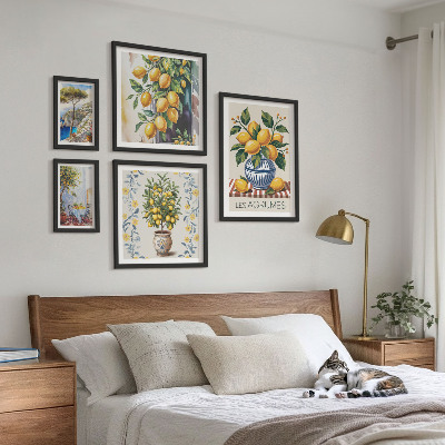Zestaw obrazów w ramie do galerii ściennej Cytrusy w stylu śródziemnomorskim