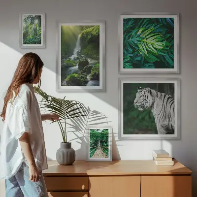 Tropikalne krajobrazy natura zestaw 5 obrazów w ramie
