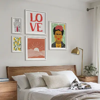 Zestaw obrazów dekoracja ścienna w stylu boho z motywem kwiatów i kobiety