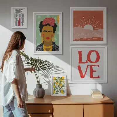 Zestaw obrazów dekoracja ścienna w stylu boho z motywem kwiatów i kobiety