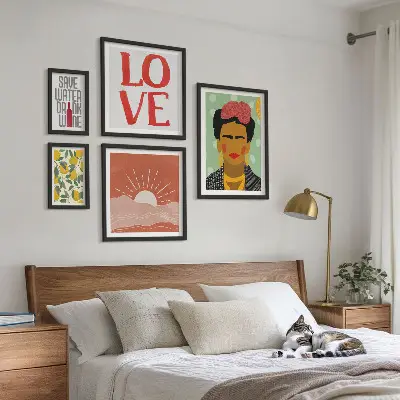 Zestaw obrazów dekoracja ścienna w stylu boho z motywem kwiatów i kobiety