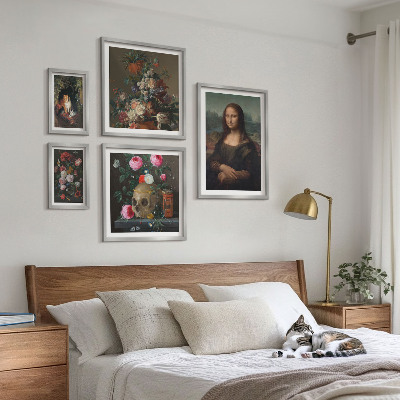 Zestaw obrazów w ramie do galerii ściennej Kwiatowe portrety vintage