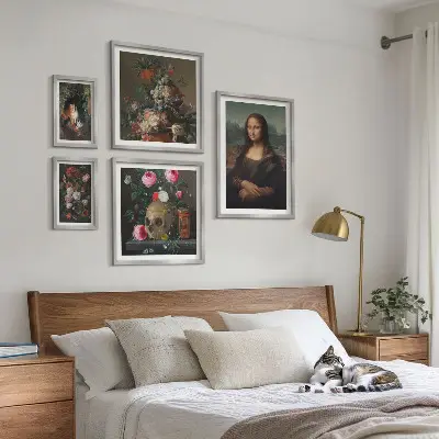 Zestaw obrazów w ramie do galerii ściennej kwiatowe portrety w stylu vintage