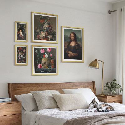 Zestaw obrazów w ramie do galerii ściennej Kwiatowe portrety vintage