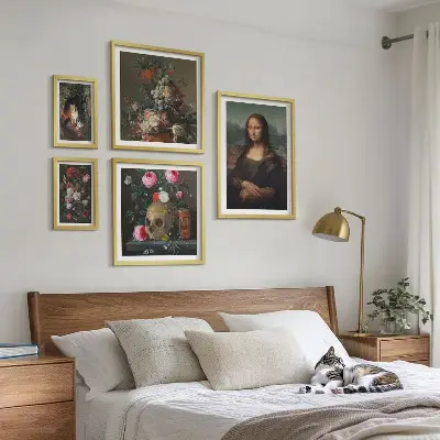 Zestaw obrazów w ramie do galerii ściennej kwiatowe portrety w stylu vintage