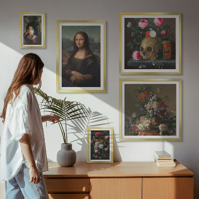 Zestaw obrazów w ramie do galerii ściennej Kwiatowe portrety vintage