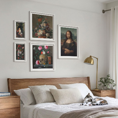 Zestaw obrazów w ramie do galerii ściennej Kwiatowe portrety vintage