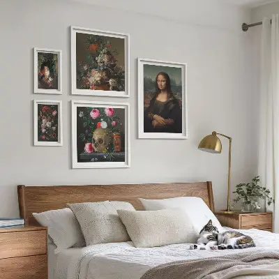 Zestaw obrazów w ramie do galerii ściennej kwiatowe portrety w stylu vintage
