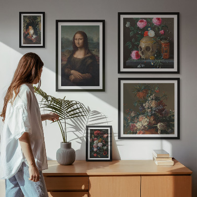 Zestaw obrazów w ramie do galerii ściennej Kwiatowe portrety vintage