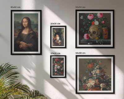 Zestaw obrazów w ramie do galerii ściennej Kwiatowe portrety vintage