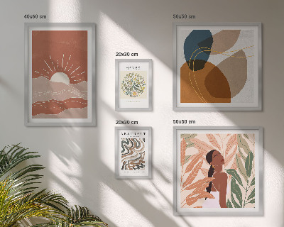 Zestaw obrazów w ramie do galerii ściennej Styl boho roślinne motywy abstrakcyjne