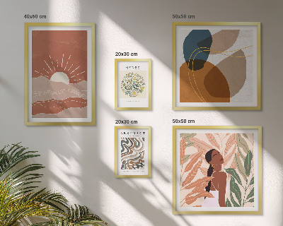 Zestaw obrazów w ramie do galerii ściennej Styl boho roślinne motywy abstrakcyjne