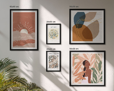 Zestaw obrazów w ramie do galerii ściennej Styl boho roślinne motywy abstrakcyjne