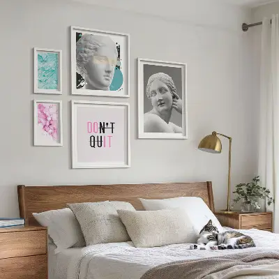 Zestaw obrazów w ramie do galerii ściennej stylowe dekoracje w stylu klasycznym i nowoczesnym