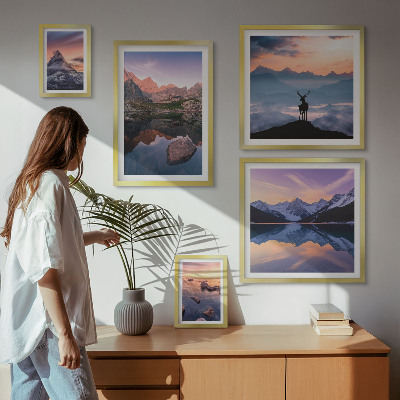 Galeria obrazów na ścianę Górskie zachody słońca odbicia