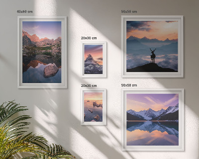 Galeria obrazów na ścianę Górskie zachody słońca odbicia