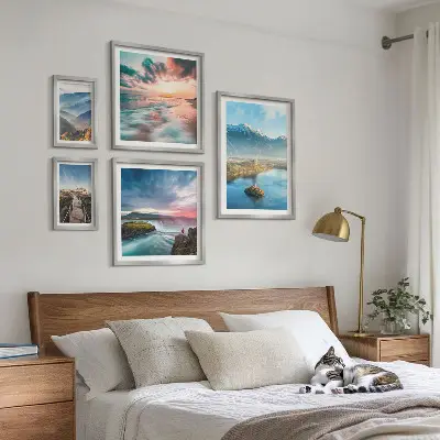 Galeria obrazów na ścianę z motywem górskich krajobrazów i wodospadów