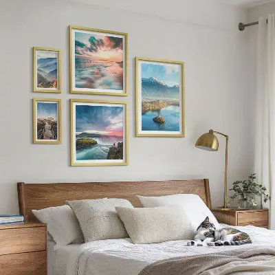 Galeria obrazów na ścianę z motywem górskich krajobrazów i wodospadów