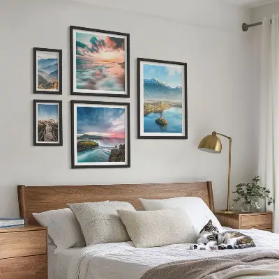 Galeria obrazów na ścianę z motywem górskich krajobrazów i wodospadów