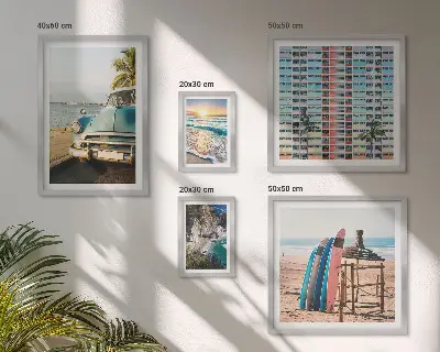 Zestaw obrazów w ramie do galerii ściennej Plażowe stylowe krajobrazy