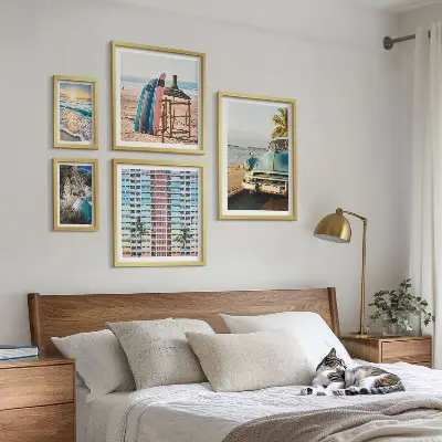 Zestaw obrazów w ramie do galerii ściennej Plażowe stylowe krajobrazy
