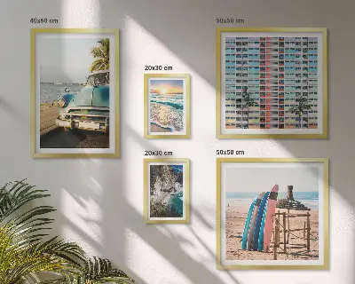 Zestaw obrazów w ramie do galerii ściennej Plażowe stylowe krajobrazy