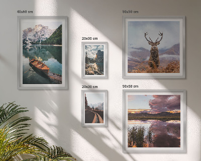 Zestaw obrazów w ramie do galerii ściennej Krajobrazy góry jeziora natura