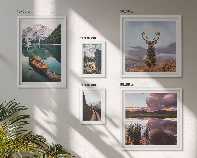 Zestaw obrazów w ramie do galerii ściennej Krajobrazy góry jeziora natura