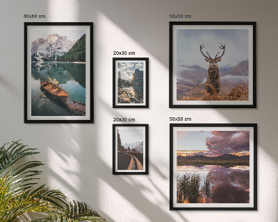 Zestaw obrazów w ramie do galerii ściennej Krajobrazy góry jeziora natura