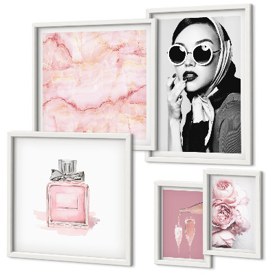 Galeria obrazów na ścianę Stylowe akcenty w różu