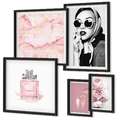 Galeria obrazów na ścianę Stylowe akcenty w różu