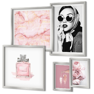 Galeria obrazów na ścianę Stylowe akcenty w różu