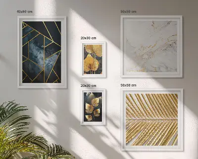 Zestaw 5 obrazów w ramie Stylowe liście i geometria