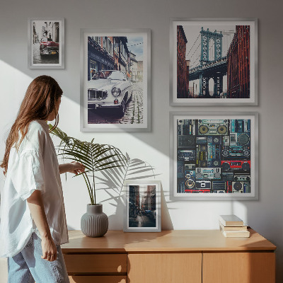 Galeria obrazów na ścianę Stylowe auta i architektura ulic