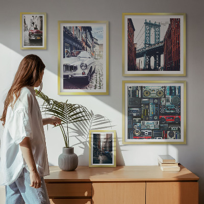 Galeria obrazów na ścianę Stylowe auta i architektura ulic