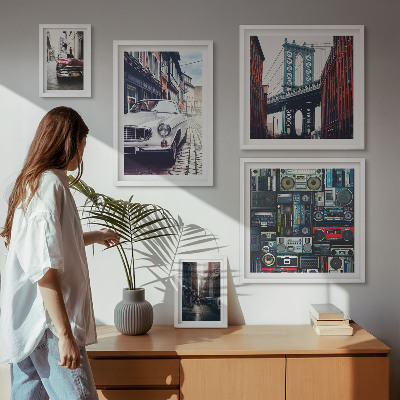 Galeria obrazów na ścianę Stylowe auta i architektura ulic